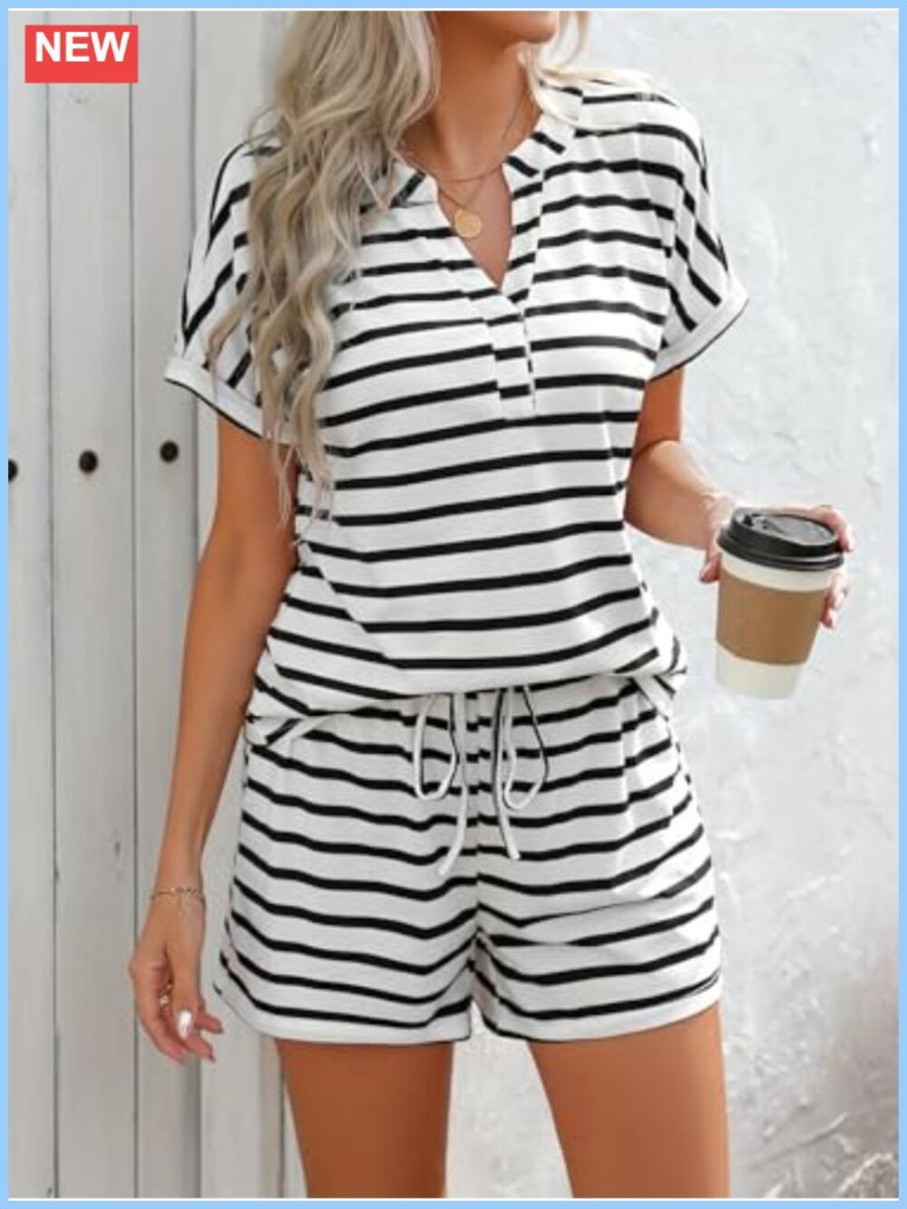 Women's Two Piece Outfit Set Down Top and Shorts Set